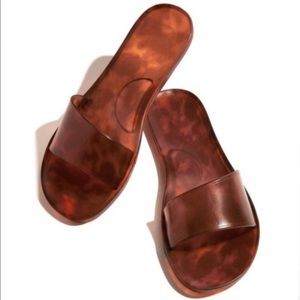 BRAND NEW NWOT Matte transparent Tortoise slides